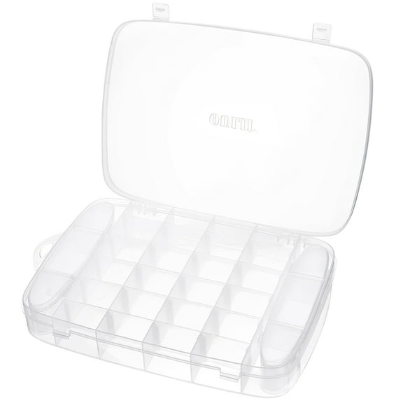 Clear Organizer Box 30-Grid Plastic Storage Case for Small Items and Jewelry