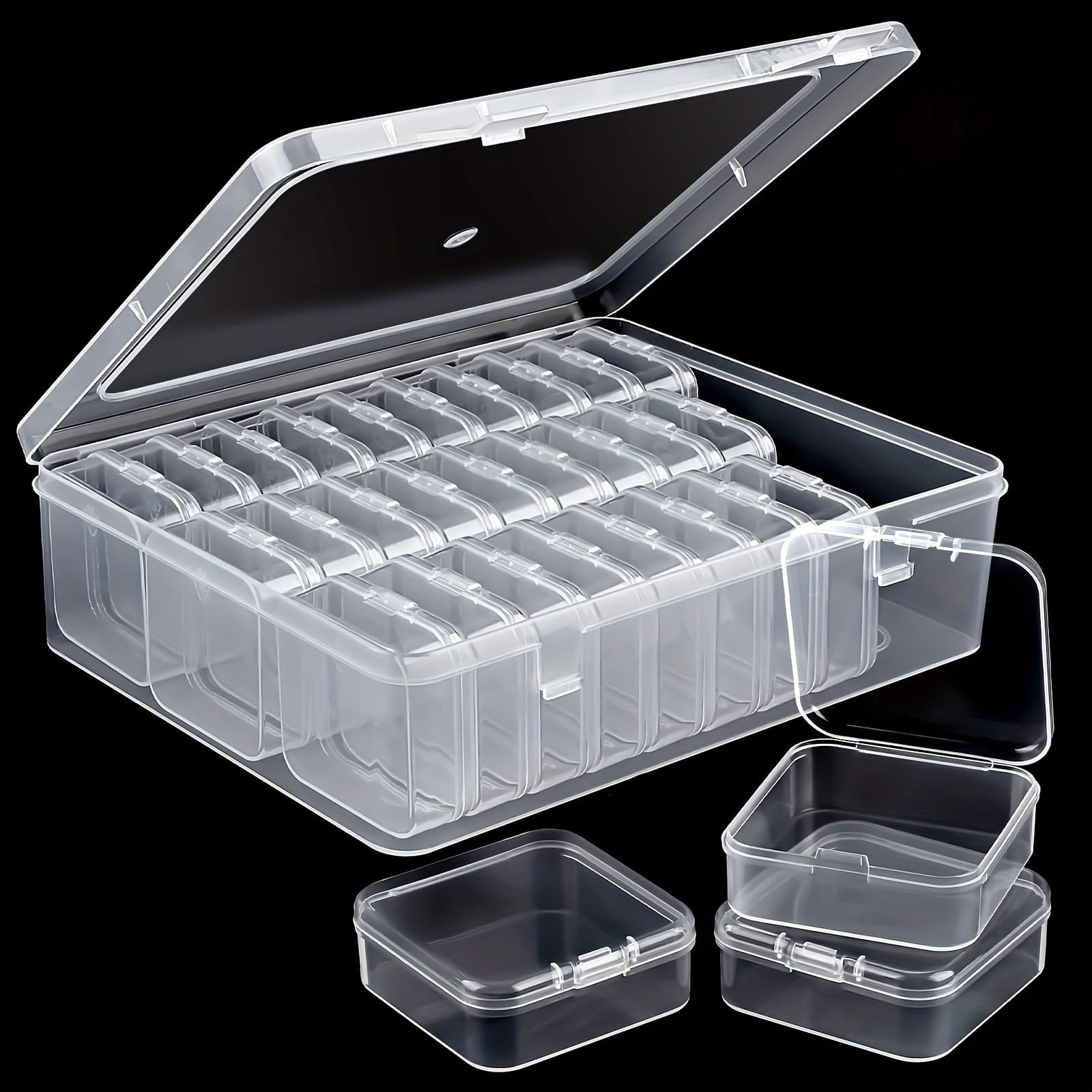 30 Grids Clear Plastic Organizer Storage Box Container For Beads Art DIY Crafts Jewelry Label Stickers Storage