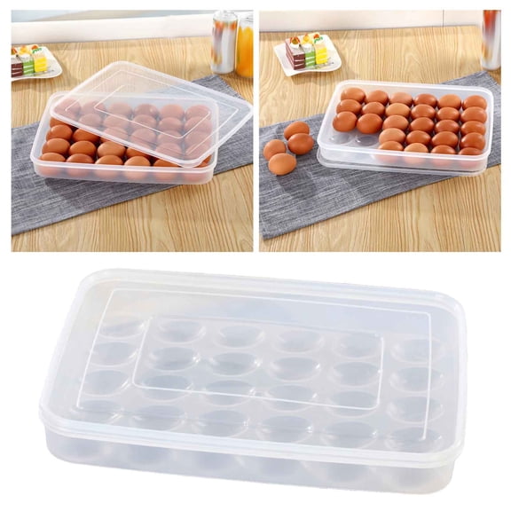 30 Grids Large Capacity Stackable Egg Storage Container with Cover for Kitchen Freshness Preservation Clear 34.6cmx26cmx5.5cm
