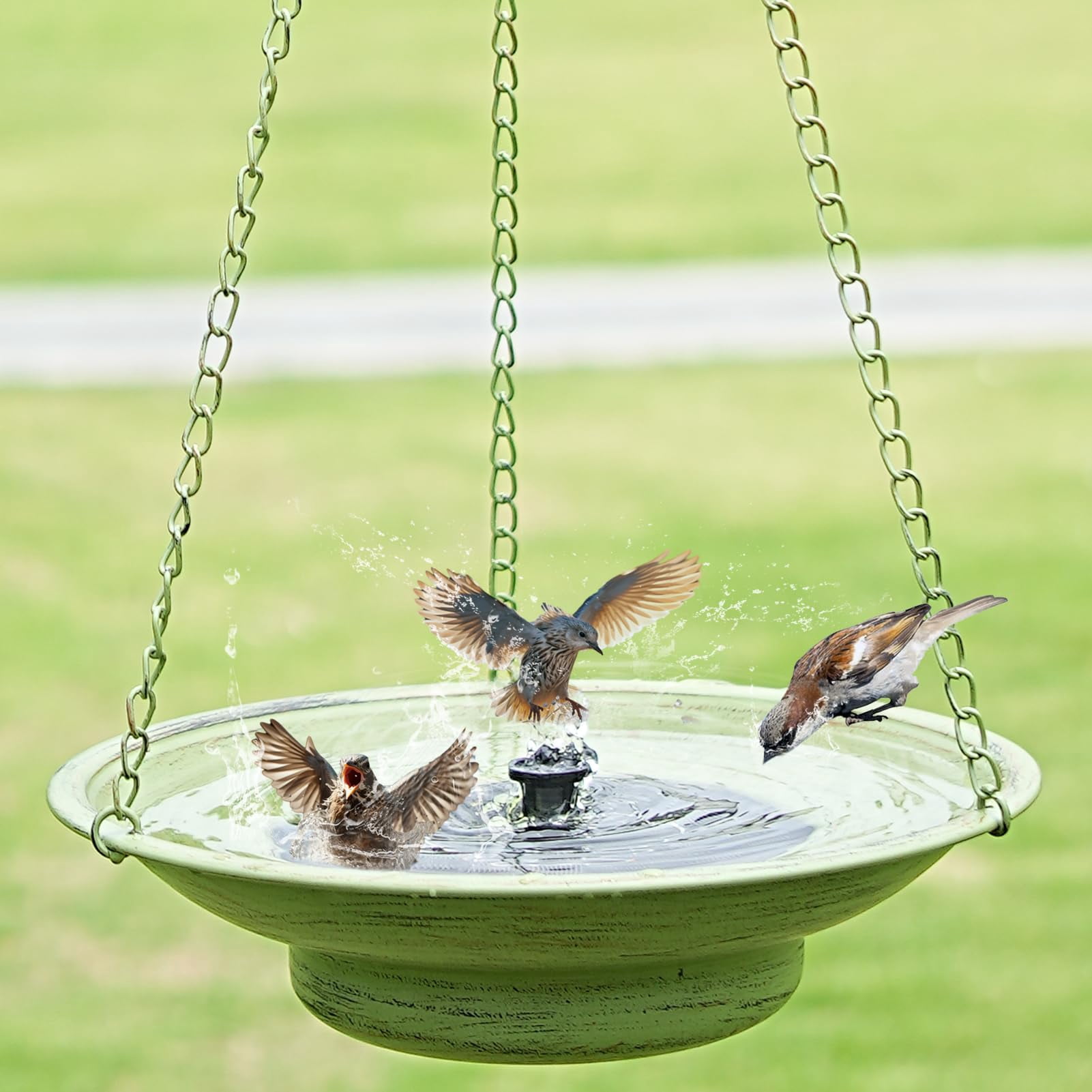 30" H*12.4" W Solar Fountain Hanging Bird Bath  Metal Bubbler Outdoor Bowl For Outdoors Garden Patio Decor.