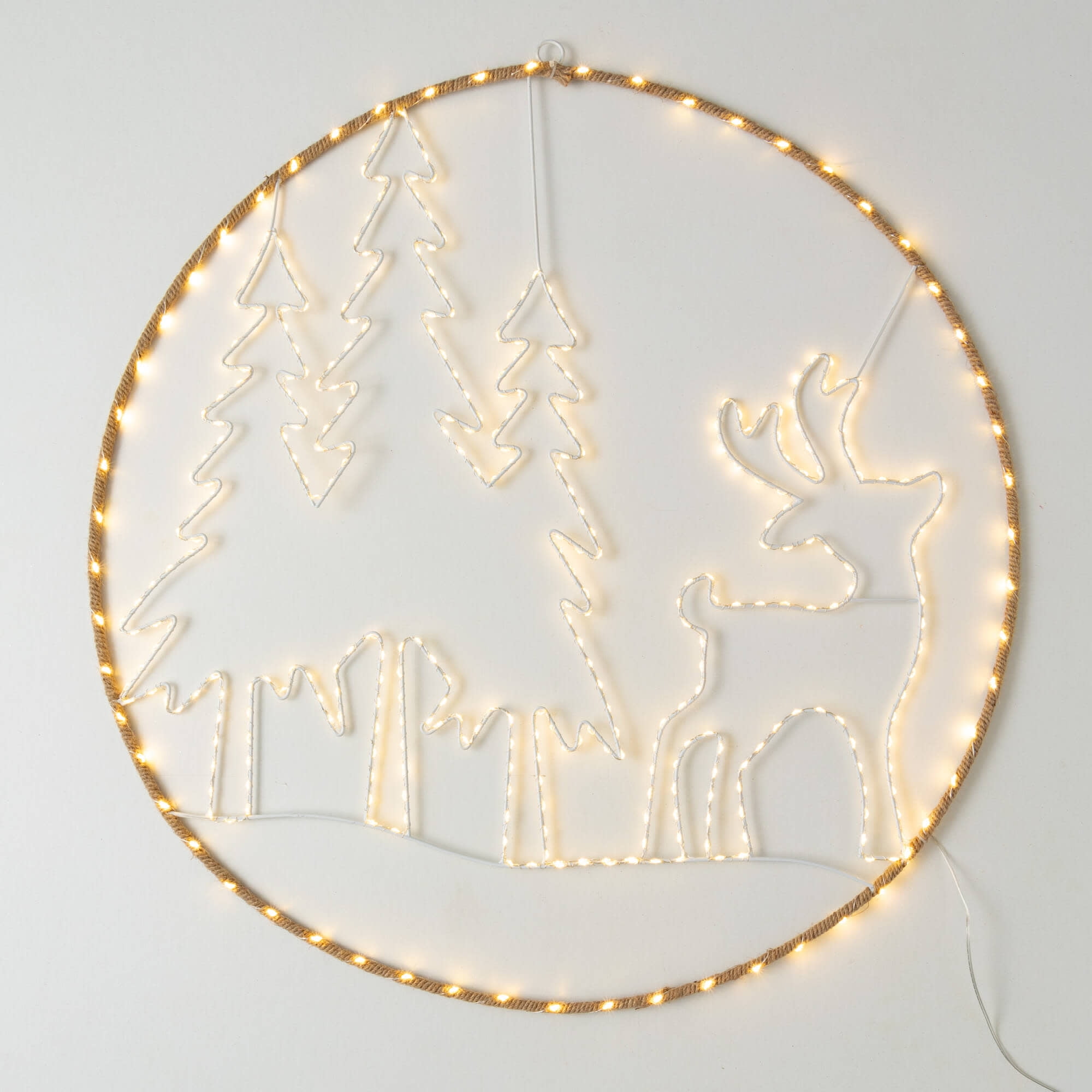 30" White Metal LED Deer Scene Christmas Wall Decor