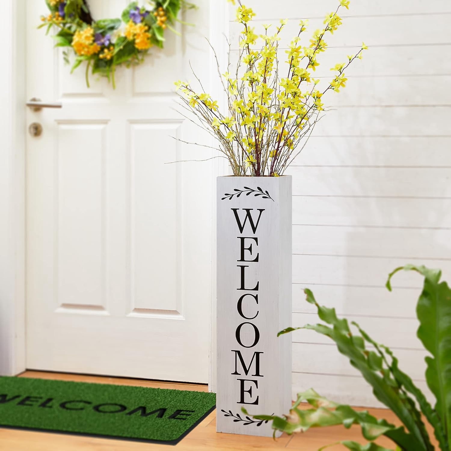 30"H Wooden Welcome Porch Sign Rustic Double Sided Box-shaped "WELCOME ...