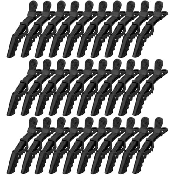 30   Hair Clips for Styling, Sectioning Crocodile hair Clips Professional Barber Accessories for Salon of Thick Curly Volume Hair (Black)