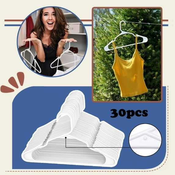 30 Hangers Notched Pc 30 Hangers Standard for White Clothing Use Plastic Housekeeping & Organizers