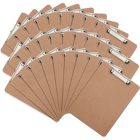 30 Hardboard Clipboards, Low Profile Clip, Designed for Classroom and Office Use, 30 Clip Boards