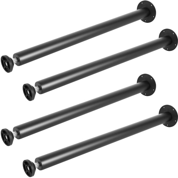 30" Heavy-Duty Solid Steel Adjustable Desk Legs-Industrial Office Table Frame Base with Anti-Scuff Floor Protectors-Set of 4 in Matte Black Finish for Modern Ergonomic Standing & Sitting Workstation