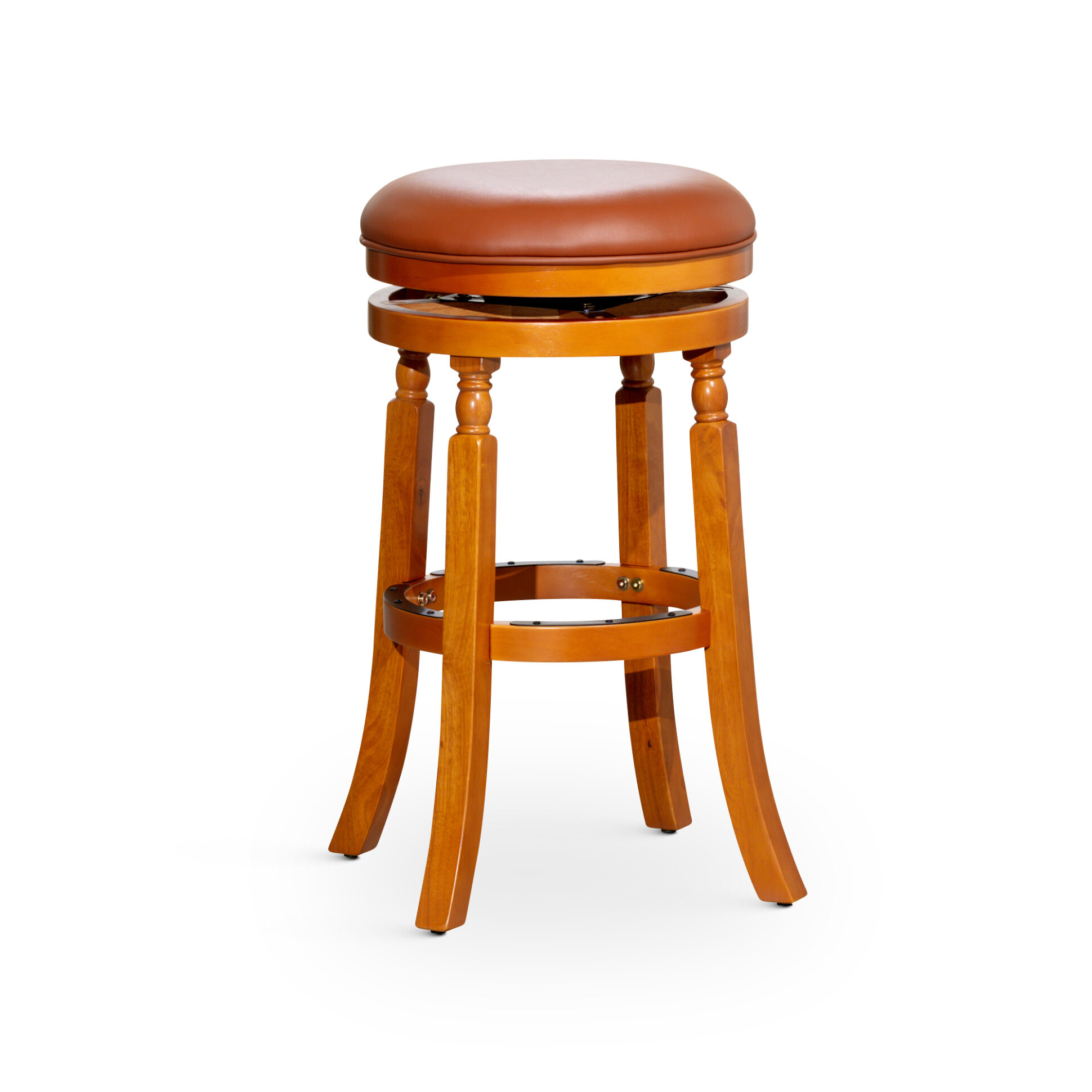 30.5 Inch Bar Height Chairs Set of 2 Swivel High Barstool with Padded Seat and Backrest-Brown