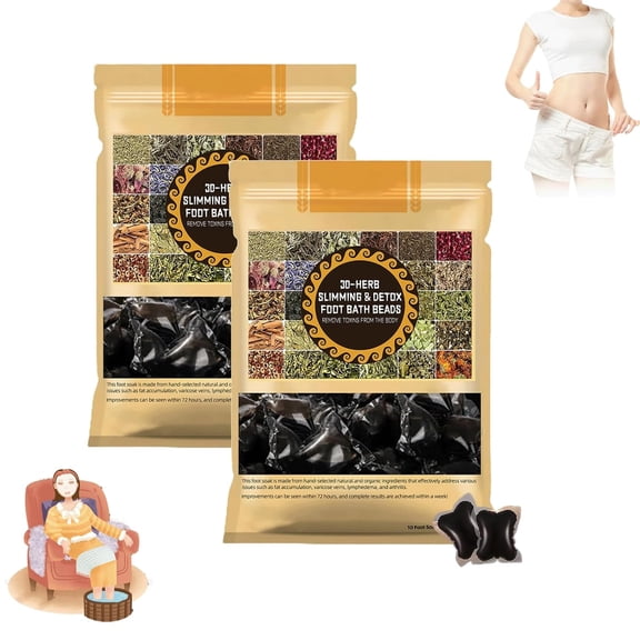 30-Herb Detox Foot Bath Beads,Professional Body Detox Foot Soak Beads, Herbal Detox Foot Soak Beads,Relaxing and Soothing Body Sore Tired,Total Body Relaxation,2PC