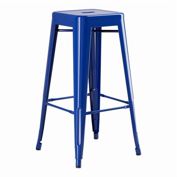 30'' High Backless Blue Metal Restaurant Barstool For Indoor or Outdoor Use