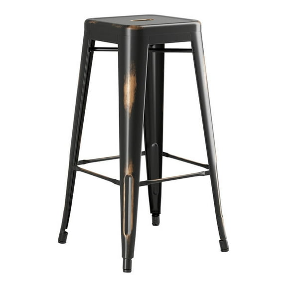 30'' High Backless Distressed Copper Metal Restaurant Barstool For Indoor or Outdoor Use