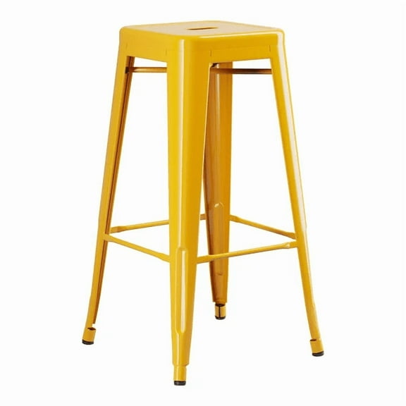 30'' High Backless Yellow Metal Restaurant Barstool For Indoor or Outdoor Use