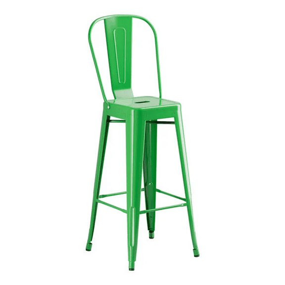 30'' High Cafe Style Green Metal Restaurant Barstool Chair For Indoor or Outdoor