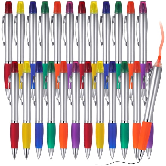 30 Highlighter With Ballpoint Pen Combo Chisel Tips For Student Office Writing Coloring Underlining Highlighting(multi Colors)