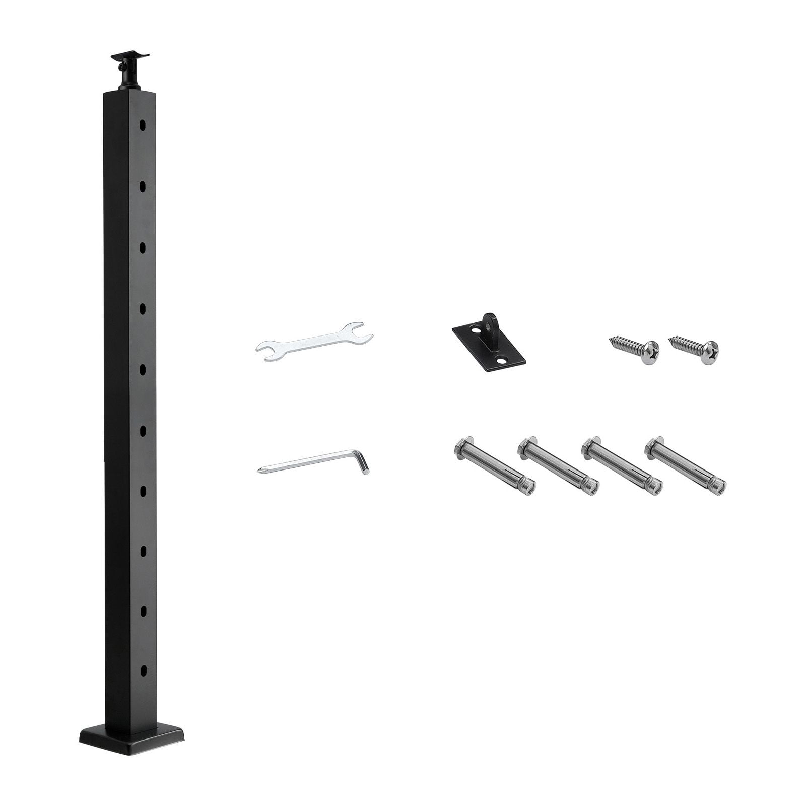 30° Hole Cable Railing Post 43"/36", SUS304 Stainless Steel, 3" Spacing, for 25-35° Stairs Deck Balcony Railing