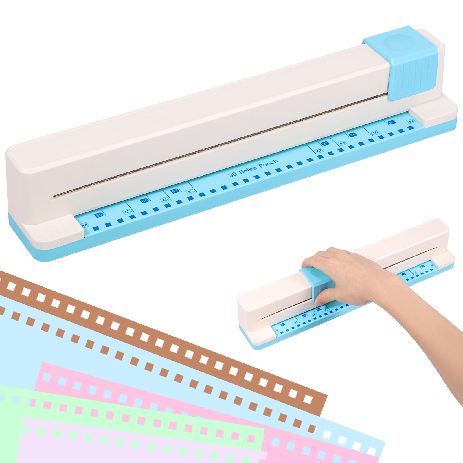 30 Hole Paper Punch Portable Desktop Binding Punch Loose Leaf Paper Punching Machine for Office Notebook Scrapbook Journals
