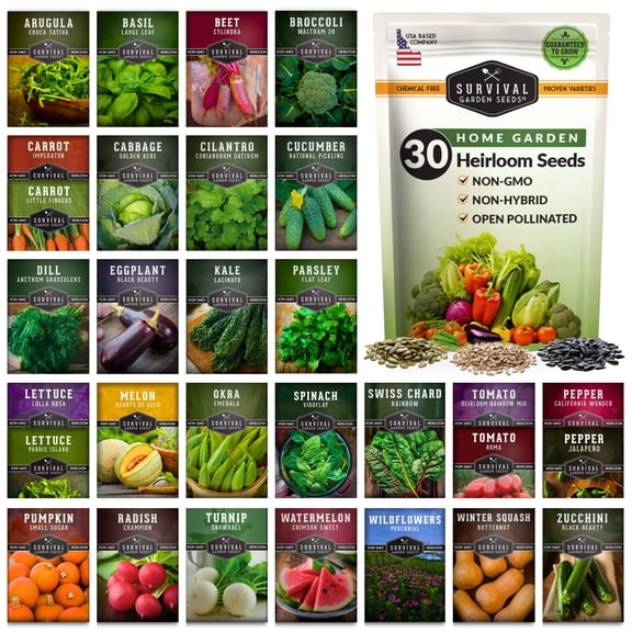 30 Home Garden SeedsCollection - Full Sun Annual Vegetables