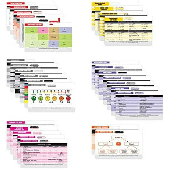 30 Horizontal Nursing Badge Reference Cards - Lab Values, EKG, Vitals, and More! (Bonus Cheat Sheets) Great Nurse Gifts - Nursing Student Accessories and Supplies!$$Office