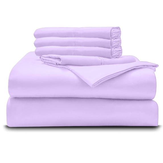 30-INCH EXTRA DEEP POCKETS - 6-PC Bedding Set- 100% Organic Cotton Bed Sheet Set 700 Thread Count - Lilac, Queen
