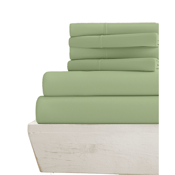 30-INCH EXTRA DEEP POCKETS - 6 PC Full Sheet Set - (Extra Pillowcases, Fitted & Flat) 600-Thread-Count 100% Egyptian Cotton, Soft Breathable - Long Staple 600TC Cotton- Sage