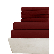 30-INCH EXTRA DEEP POCKETS - 6 PC Split Head King Giza Sheets for Adjustable Bed - (Extra Pillowcases) 700-Thread-Count 100% Giza Cotton- 700TC Cotton- Burgundy