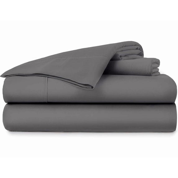 30-INCH EXTRA DEEP POCKETS - Pure Organic Cotton Sheets - Full Size, Elephant Grey Color, Bedsheet 800-Thread-Count