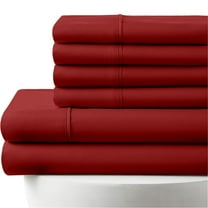 30-INCH EXTRA DEEP POCKETS -Queen Egyptian 1000-TC Cotton 6-PC Sheet Set with 1 Fitted Sheet, 1 Oversized Flat Sheet 4 Pillowcases - Burgundy