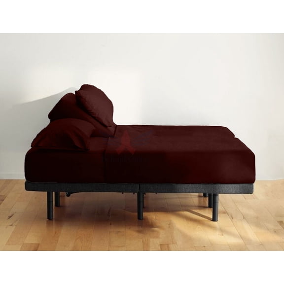 30-INCH EXTRA DEEP POCKETS Split Head King Sheets Sets for Adjustable Bed - 800-Thread Count 100% Egyptian Cotton - 4-PC Set - FlexTop King 30" Split, Wine Solid