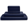 thumbnail image 1 of 30-INCH EXTRA DEEP POCKETS -Twin XL Egyptian 400-TC Cotton 6-PC Sheet Set with 1 Fitted Sheet, 1 Oversized Flat Sheet 4 Pillowcases - Navy Blue, 1 of 7