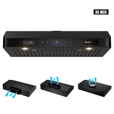 30 In. 900 CFM Ducted Under Cabinet Range Hood In Black Stainless Steel With Dishwasher Filter