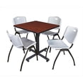 thumbnail image 1 of 30 In. Square Laminate Table - Cherry & Kobe Base With 4 M Stacker Chairs - Grey, 1 of 1
