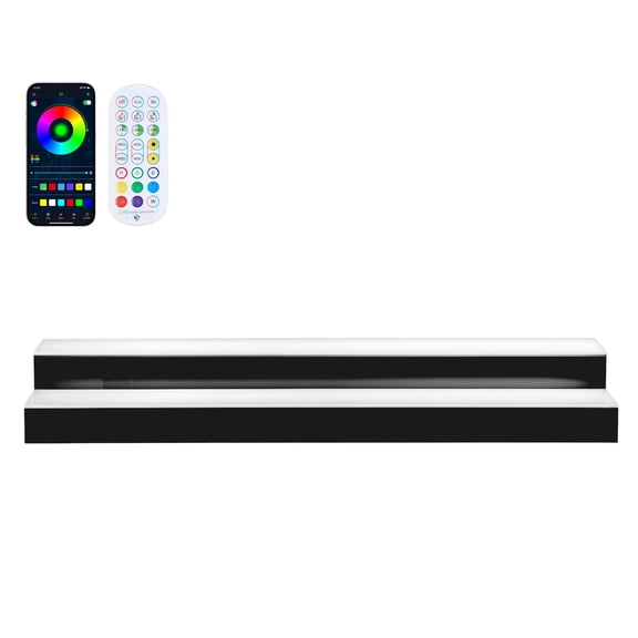 30 Inch 2-Tier LED Illuminated Acrylic Bar Display Rack, USB Support, RF Remote & App Control, 9 Static Colors & Timing Function, Holds 14-20 Bottles