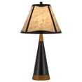 thumbnail image 1 of 30 Inch 3 Way Table Lamp, Beige Mica Shade, Rubberwood and Black Metal Body, 1 of 5