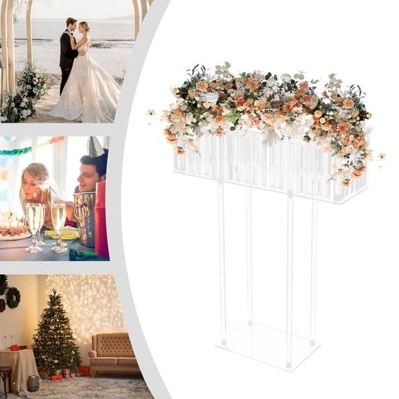 30 Inch Acrylic Wedding Centerpieces for Table, Flower Stand Decoration for Wedding Road Lead, Square Flower Floral Vase for Birthday, Party, Home Decoration