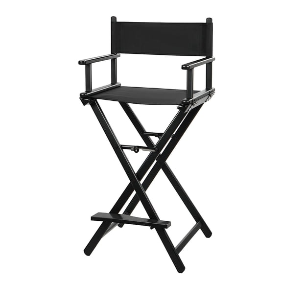 30 Inch Aluminum Tall Directors Chair Portable Folding Makeup Chair for Artists Exhibitors Bar Height Directors Chair with Footrest, 10.15 lbs, Black