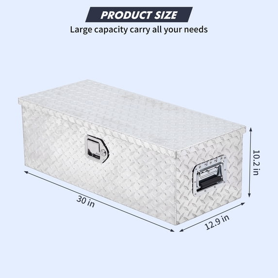 30 Inch Aluminum Truck Tool Box, Truck Bed Tool Box with Sliding Shelf, Diamond Plate ToolBox with Side Handle,Lock and 2 Keys, Tool Storage Box for Truck, Trailer, Pickup