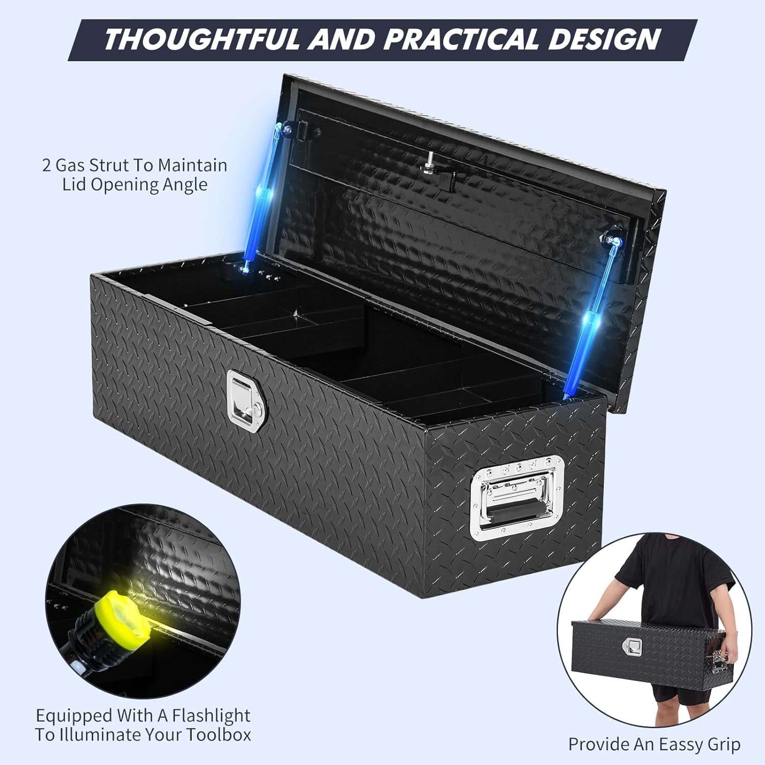 30 Inch Aluminum Truck Tool Box, Truck Bed Tool Box with Sliding Shelf