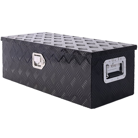 30 Inch Aluminum Truck Tool Box, Heavy Duty Underbody Storage Box with Lock & Keys, 30"L x 13"W x 10"H Black Tool Organizer for Pickup, Trailer, RV, and Outdoor Use