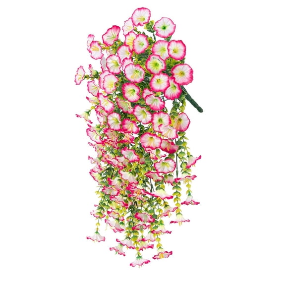 30 Inch Artificial Hanging Flowers, UV-Resistant Faux Morning Glory Plant, Silk Petunia Vine for Outdoor Garden Home Wedding Decor(Pink)