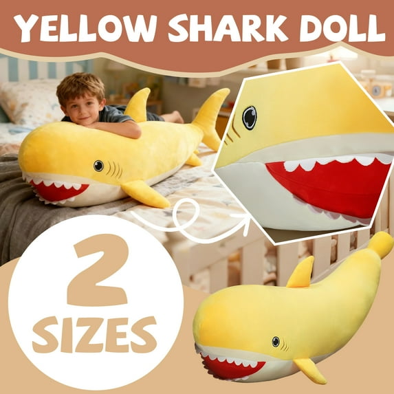 30-Inch Banana Yellow Creative Plush Toy, Cute Shark Themed Stuffed Animal Doll for Home Decoration, Long Sleeping Pillow for Kids and Adults,yellow