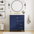 thumbnail image 1 of 30-Inch Bathroom Vanity with Ceramic Sink, Freestanding Bathroom Cabinet with Multi-functional Shelves, Modern Undermount Bathroom Sink Cabinet with Flip Drawers and Two Regular Drawers, Blue, 1 of 1
