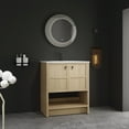 thumbnail image 1 of 30 Inch Bathroom Vanity with Ceramic Sink, Freestanding Storage Cabinet with Soft-Close Doors & Open Shelf for Organized Bathrooms, Oak Finish Vanity with Adjustable Legs for Uneven Floors, 1 of 9