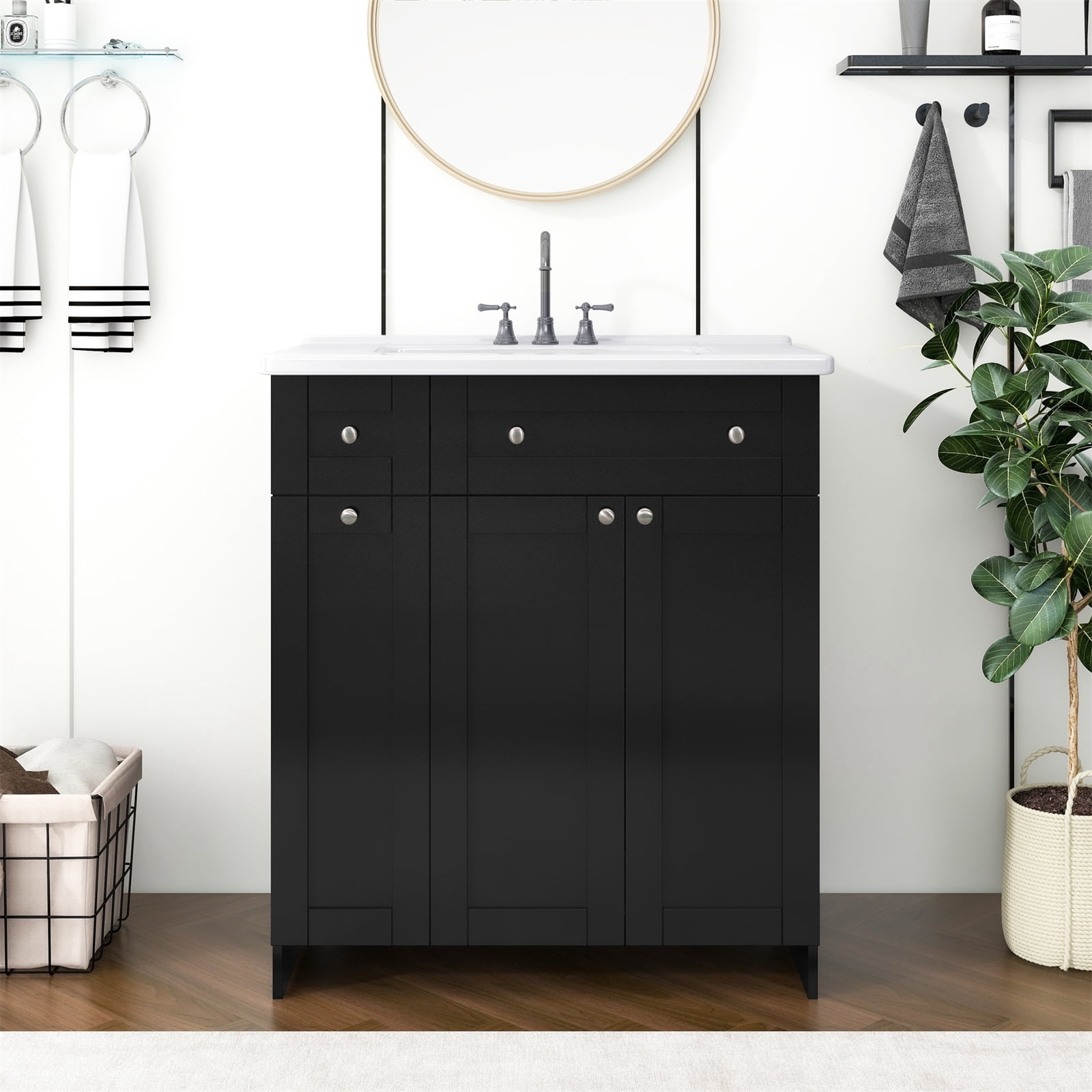 30 Inch Bathroom Vanity, Freestanding Bathroom Storage Cabinet with ...