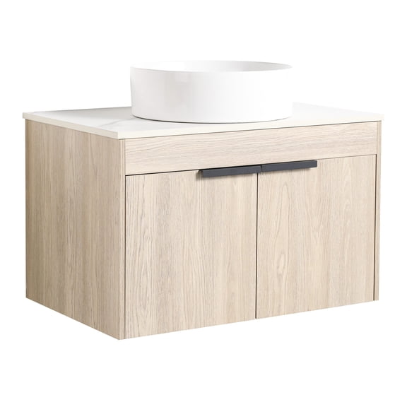 30 Inch Bathroom Vanity Unit | Soft-Close Doors and Floating Design for Tranquility | Plywood Base Resistant to Humidity | Facilitates Bathroom Organization