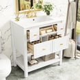 thumbnail image 1 of 30-Inch Bathroom Vanity with Ceramic Sink Solid Wood MDF Construction and 5 Drawers for Bathroom, 1 of 7