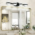 thumbnail image 1 of 30-Inch Black LED Bathroom Vanity Light with Crystal Sand Acrylic Shades, 4-Light Wall-Mounted, Moisture-Resistant & Energy-Efficient for Bathroom & Bedroom Makeup Lighting, 1 of 8