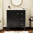 thumbnail image 1 of 30-Inch Black Modern Bathroom Vanity with Ceramic Sink and Multifunctional Storage Space, 1 of 6