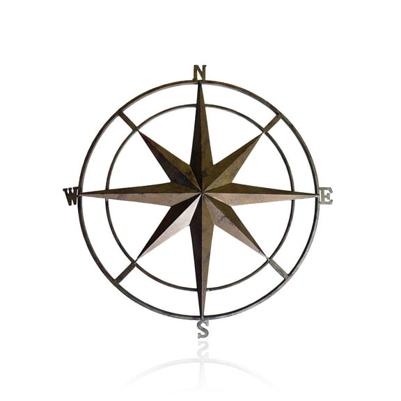 30 Inch Bronze Compass Wall Plaque - Indoor/Outdoor - Backyard Expressions
