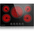 thumbnail image 1 of 30 Inch Built-in Electric Cooktop 30 Inch Built-in Electric Cooktop with Expawith Expandable Triple Ring Burners, Ceramic Stove Top - Easy Knob Controls & Residual Heat Indicator (220-240V Hardwired), 1 of 8