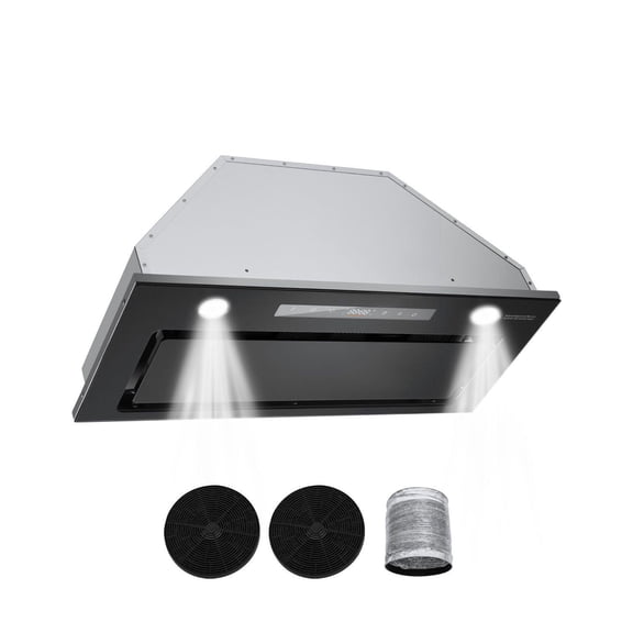 30 Inch Built-in Range Hood Insert 800CFM Stainless Steel Kitchen Vent with Gesture Touch Control LED Light Baffle Filters 4 Speed Exhaust Fan Ducted Ductless Convertible