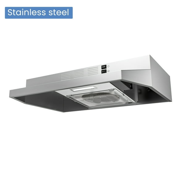 30 Inch Under Cabinet Range Hood, Ducted/Ductless Convertible Kitchen Hood, Stainless Steel Vent Hood With LED Lighting, Vent Hood With 2 Speed Exhaust Fan